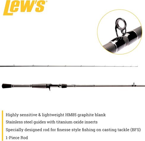 Lew’s Custom Lite Casting Fishing Rod, HM85 Graphite Rod, Stainless Steel Guides with Titanium Oxide Inserts, Split-Grip Handle, Black in Saudi Arabia