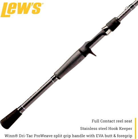 Lew’s Custom Lite Casting Fishing Rod, HM85 Graphite Rod, Stainless Steel Guides with Titanium Oxide Inserts, Split-Grip Handle, Black in Saudi Arabia