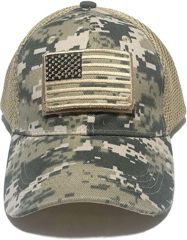 Camouflage Camo Men’s Unisex Mesh Trucker Special Tactical Operator Forces USA Flag Patch Military Cap Strap Back Dad Hat in Saudi Arabia