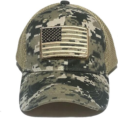 Camouflage Camo Men’s Unisex Mesh Trucker Special Tactical Operator Forces USA Flag Patch Military Cap Strap Back Dad Hat in Saudi Arabia