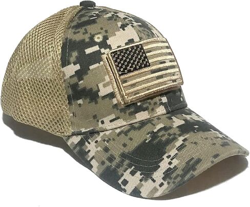 Camouflage Camo Men’s Unisex Mesh Trucker Special Tactical Operator Forces USA Flag Patch Military Cap Strap Back Dad Hat in Saudi Arabia