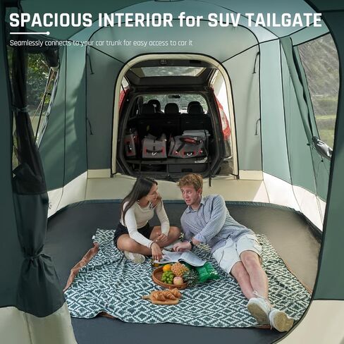 SUV Tent with Screen Porch, 5 Person SUV Tents for Camping, SUV Tailgate Tent for Outdoor, Easy Set Up Car Van Tent, Car Camping Tent Includes Movie Screen, 12'x10'x87in(H) in Saudi Arabia