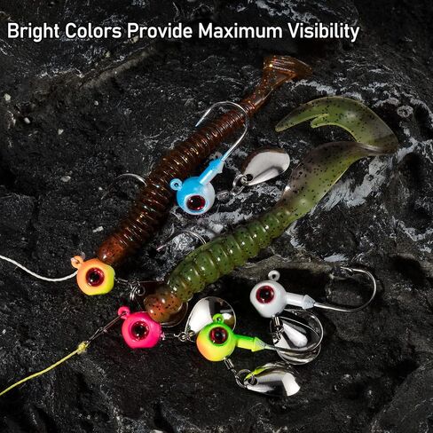 Dr.Fish 10 Pack Fishing Underspin Jigs Stand Up Jig Heads Round Jig Spinner Blade Painted Fishing Jigs Crappie Jig Heads Walleye Freshwater Bass Trout Bluegill Saltwater in Saudi Arabia