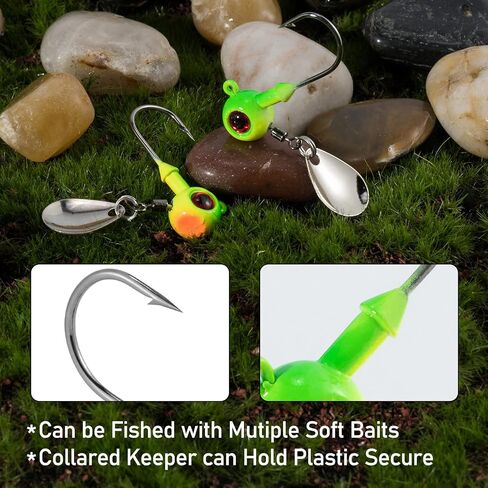 Dr.Fish 10 Pack Fishing Underspin Jigs Stand Up Jig Heads Round Jig Spinner Blade Painted Fishing Jigs Crappie Jig Heads Walleye Freshwater Bass Trout Bluegill Saltwater in Saudi Arabia