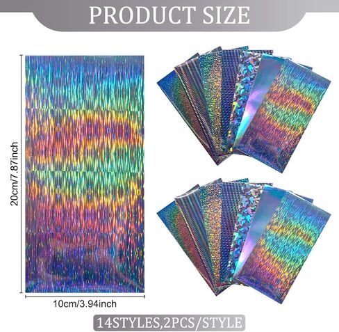 28 PCS Assorted Reflective Fishing Lure Stickers Adhesive Laser Waterproof Fish Scale Film for Fishing Lure, 14 Styles in Saudi Arabia