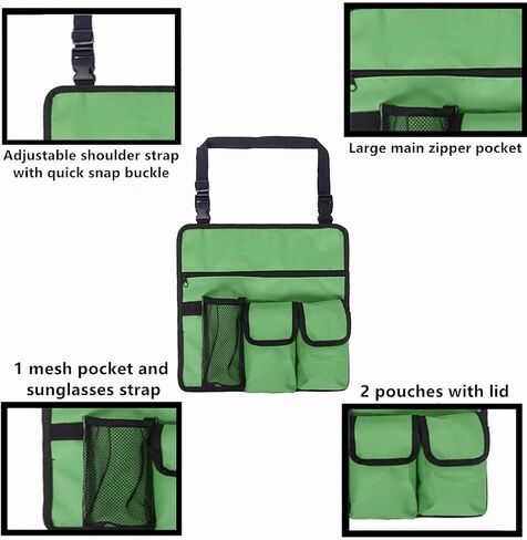 Beach Chair Armrest Storage Bag Outdoor Chair Waterproof Hanging Storage Pouch with 4 Pockets Seat Armrest Organize Bag Portable Handy Pocket Tote Bag Shoulder Side Bag for Camping Fishing in Saudi Arabia