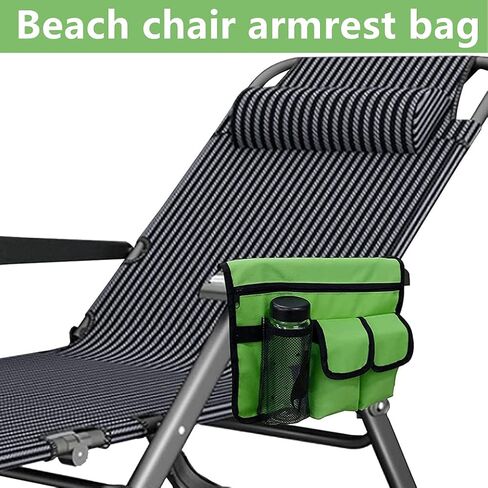Beach Chair Armrest Storage Bag Outdoor Chair Waterproof Hanging Storage Pouch with 4 Pockets Seat Armrest Organize Bag Portable Handy Pocket Tote Bag Shoulder Side Bag for Camping Fishing in Saudi Arabia
