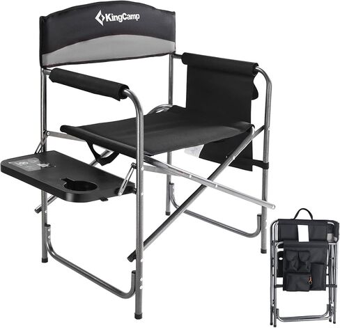 KingCamp Camping Directors Chair with Side Table, Cup Holder and Side Pocket for Adults Heavy Duty Folding Chair Support 396 lbs for Fishing, Picnic, Barbecue, Camping, Garden in Saudi Arabia