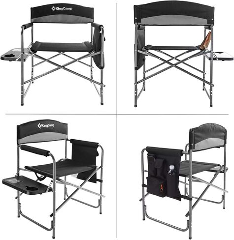 KingCamp Camping Directors Chair with Side Table, Cup Holder and Side Pocket for Adults Heavy Duty Folding Chair Support 396 lbs for Fishing, Picnic, Barbecue, Camping, Garden in Saudi Arabia
