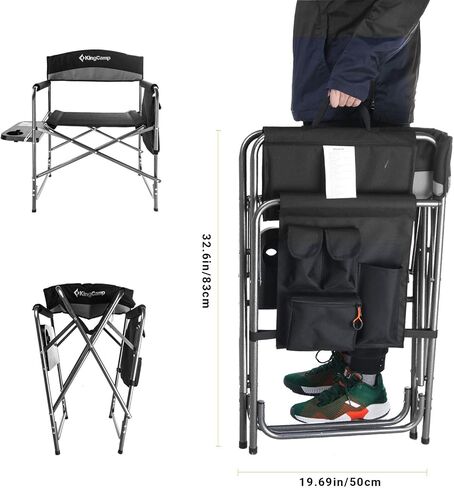 KingCamp Camping Directors Chair with Side Table, Cup Holder and Side Pocket for Adults Heavy Duty Folding Chair Support 396 lbs for Fishing, Picnic, Barbecue, Camping, Garden in Saudi Arabia