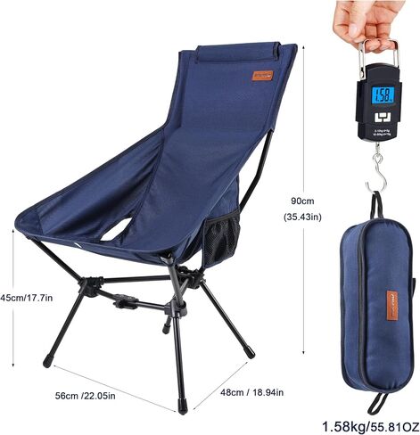 Upgraded Outdoor Camping Chair Portable Lightweight High Back Folding with Study Triangular Structure & 2-Sided Pocket for Outdoor Backpacking Hiking Travel Picnic Fishing DC in Saudi Arabia
