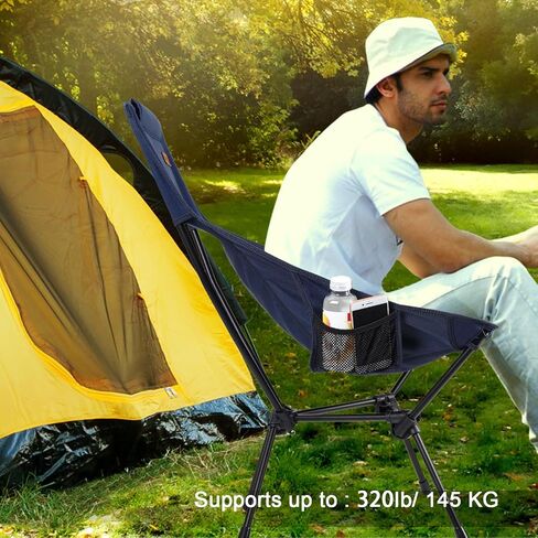 Upgraded Outdoor Camping Chair Portable Lightweight High Back Folding with Study Triangular Structure & 2-Sided Pocket for Outdoor Backpacking Hiking Travel Picnic Fishing DC in Saudi Arabia