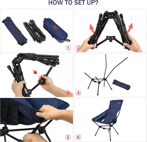 Upgraded Outdoor Camping Chair Portable Lightweight High Back Folding with Study Triangular Structure & 2-Sided Pocket for Outdoor Backpacking Hiking Travel Picnic Fishing DC in Saudi Arabia