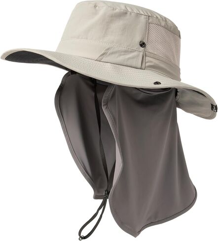 L/XL/XXL UV Protection Mens Sun Hat with Cooling Neck Flap Sunglass Lock Wide Brim Fishing Hats Waterproof & Packable in Saudi Arabia