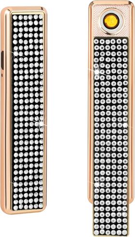 ولاعة شمعة كهربائية من بلينغ ولاعة قابلة لإعادة الشحن عبر USB، ولاعة قوسية عديمة اللهب للفتيات، باللون الأبيض in Kuwait