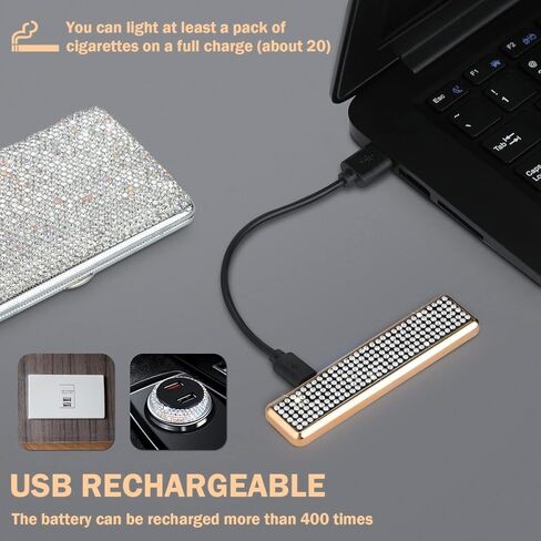 ولاعة شمعة كهربائية من بلينغ ولاعة قابلة لإعادة الشحن عبر USB، ولاعة قوسية عديمة اللهب للفتيات، باللون الأبيض in Kuwait