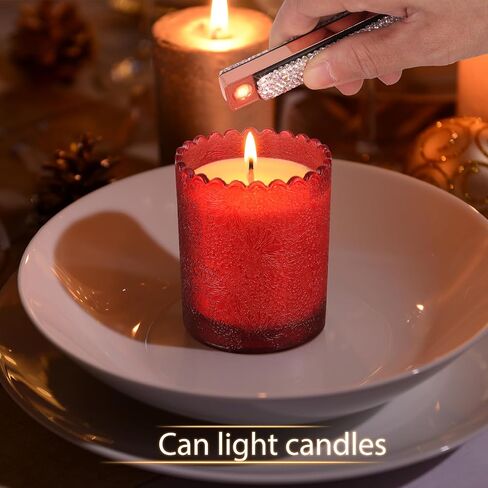 Rhinestone Electronic Candle Lighter Arc Windproof Flameless USB Rechargeable Lighter for Home Kitchen Champagne,Blue in Saudi Arabia