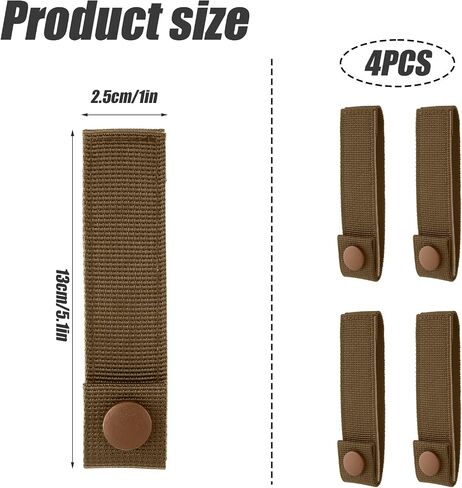 4pcs MOLLE Attachment Straps, MOLLE Straps Polyester MOLLE Straps for Backpack Reusable MOLLE Webbing Straps Backpack Strap Attachment Connectors for MOLLE (Khaki) in Saudi Arabia