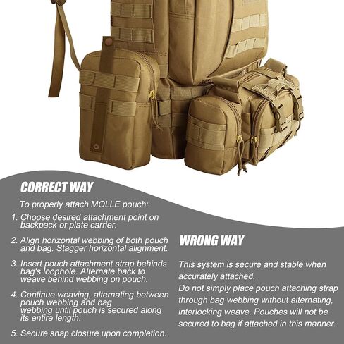 4pcs MOLLE Attachment Straps, MOLLE Straps Polyester MOLLE Straps for Backpack Reusable MOLLE Webbing Straps Backpack Strap Attachment Connectors for MOLLE (Khaki) in Saudi Arabia