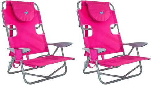 كرسي نعام خفيف الوزن قابل للحمل في الهواء الطلق على ظهرك قابل للطي للاسترخاء مع 5 أحزمة ظهر قابلة للتعديل وحامل أكواب، أزرق مخضر (عبوتان) in Kuwait