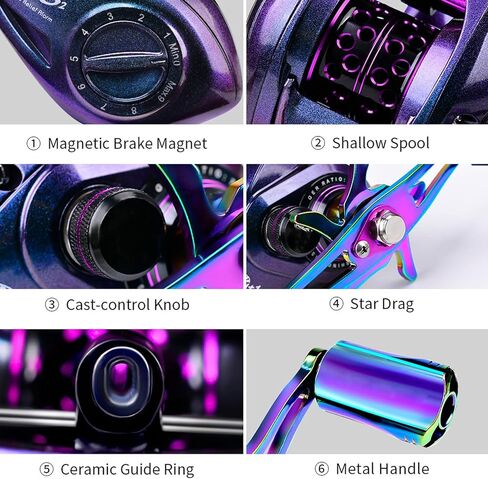 بكرة صيد الطعم، 10 كجم، عجلات سحب الطعم، نظام فرامل مغناطيسي، بكرة الطعم، نسبة تروس 7.2:1، بكرة صيد الطعم فائقة النعومة in Kuwait