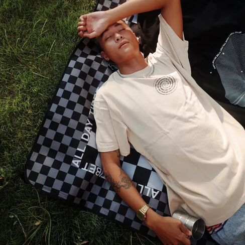 All Day Tibet 5' x 7' Beach Picnic Soft Blanket with Mesh Pocket: Foldable Mat for Outdoor Picnics, Camping, and Sandy Escapades | Includes Traditional Tibetan Chess Game | Classic Black & White in Saudi Arabia