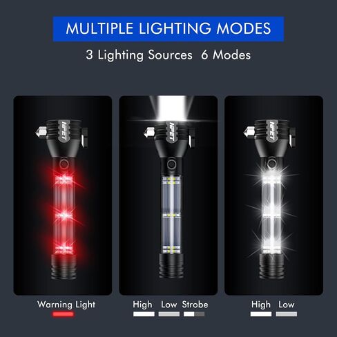 NPET T08-2 Solar Power Flashlight Car Flashlight USB Rechargeable Tactical Multi-Function Torch Emergency Tool (T08-2pack) in Saudi Arabia
