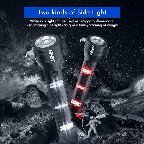NPET T08-2 Solar Power Flashlight Car Flashlight USB Rechargeable Tactical Multi-Function Torch Emergency Tool (T08-2pack) in Saudi Arabia