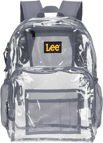 Lee Clear Water Resistant Durable Backpack - Plastic See Thru Bag for Casual Use, Stadiums, Concerts (Clear Black) in Saudi Arabia