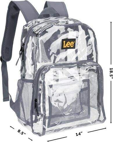 Lee Clear Water Resistant Durable Backpack - Plastic See Thru Bag for Casual Use, Stadiums, Concerts (Clear Black) in Saudi Arabia