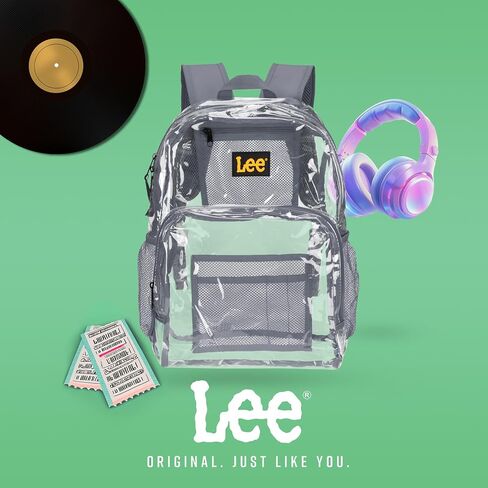 Lee Clear Water Resistant Durable Backpack - Plastic See Thru Bag for Casual Use, Stadiums, Concerts (Clear Black) in Saudi Arabia