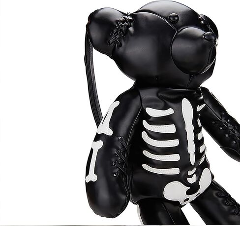 حقيبة ظهر Dolls Kill Deady Teddy - زخارف هيكلية، جلد نباتي، أسود in Saudi Arabia