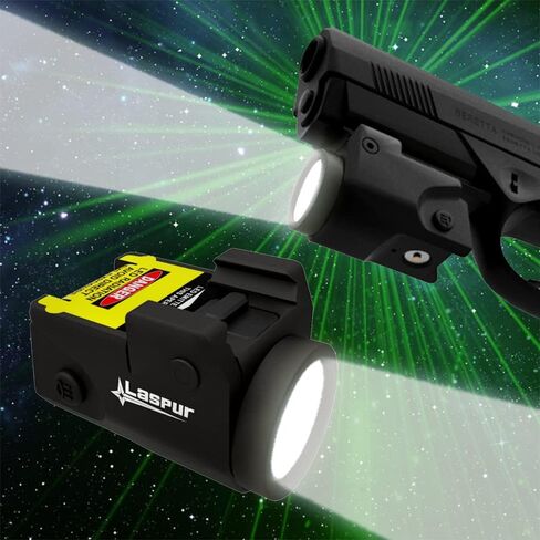 Sub Compact Tactical Rail Mount LED 500 High Lumen Flashlight Light with Strobe for Pistol Handgun Rifle, Magnetic Port Rechargeable Battery (Nylon PA66) in Saudi Arabia