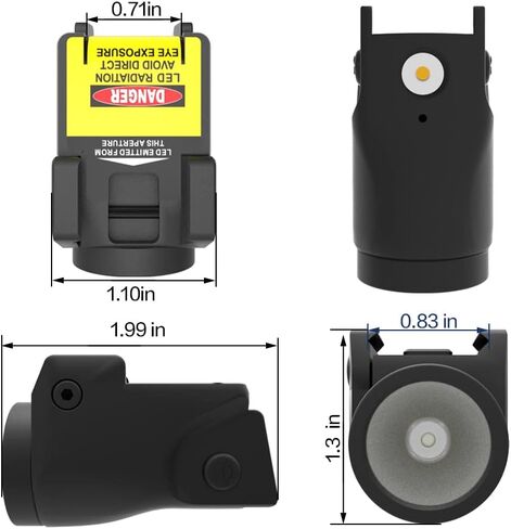 Sub Compact Tactical Rail Mount LED 500 High Lumen Flashlight Light with Strobe for Pistol Handgun Rifle, Magnetic Port Rechargeable Battery (Nylon PA66) in Saudi Arabia
