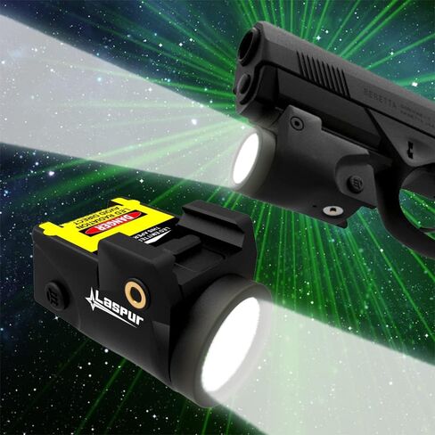 Sub Compact Tactical Rail Mount LED 500 High Lumen Flashlight Light with Strobe for Pistol Handgun Rifle, Magnetic Port Rechargeable Battery (Nylon PA66) in Saudi Arabia