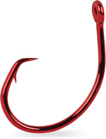 Mustad Demon Perfect Circle, in-Line 1X Fine Wire - Red-Size 5/0 - Pack of 10 in Saudi Arabia