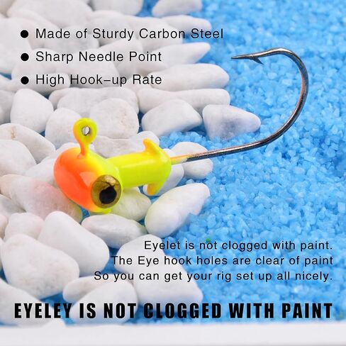 25pcs Painted Crappie Jig Head Hooks Set, Assorted Football Head Fishing Jig Hook for Bass Walleye Trout 1/8oz 3/16oz 1/4oz in Saudi Arabia