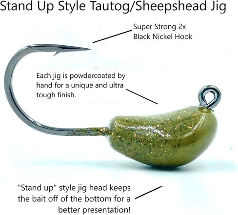Tautog Jig, Sheepshead Standup Style Jig, 2~5 Pack, 1/2-2oz Sizes, Premium Powdercoated and Made in The USA in Saudi Arabia