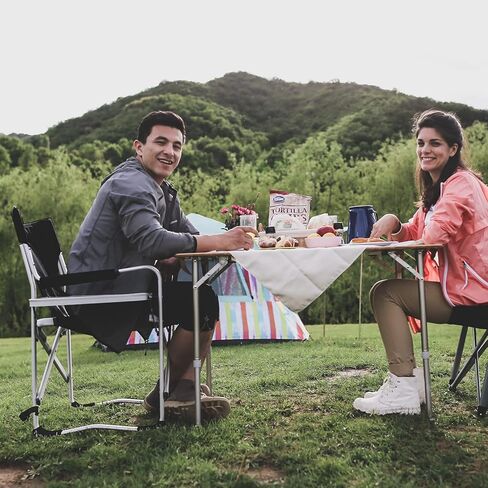 Portable Lightweight Folding Camping Director Chair with Side Table Oversized Camp Chair Aluminum Fold Up Chair Outdoor Chairs for Picnic, Sports, BBQ, Fishing, Heavy Duty Holds up to 300lbs in Saudi Arabia