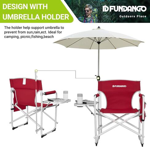 Portable Lightweight Folding Camping Director Chair with Side Table Oversized Camp Chair Aluminum Fold Up Chair Outdoor Chairs for Picnic, Sports, BBQ, Fishing, Heavy Duty Holds up to 300lbs in Saudi Arabia