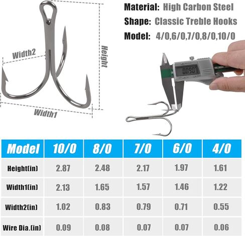 Classic Treble Hooks -10/20pcs Saltwater Treble Hooks Silver Triple Barbed Fish Hook Sharp Saltwater Triple Hooks Large Size Big Game Triple Hooks Size 4/0 6/0 7/0 8/0 10/0 in Saudi Arabia