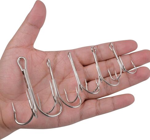 Classic Treble Hooks -10/20pcs Saltwater Treble Hooks Silver Triple Barbed Fish Hook Sharp Saltwater Triple Hooks Large Size Big Game Triple Hooks Size 4/0 6/0 7/0 8/0 10/0 in Saudi Arabia