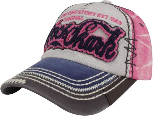 Rock Shark Distressed Vintage Cotton Embroidered Baseball Cap Snapback Hat in Saudi Arabia