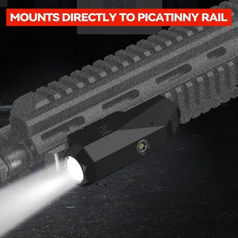 مصباح يدوي تكتيكي PFL لضوء سلاح LED قابل لإعادة الشحن من Rilfe Pic Rail مع مفتاح ضغط، مصباح يدوي بوظيفة ستروب منخفضة المستوى - 500 لومن in Saudi Arabia