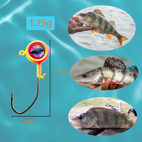 Crappie Jigs Kit,20pcs Crappie Fishing Hooks with 3D Eyes Jig Heads for Crappie Bass Walleye Panfish 1/16oz 1/8oz in Saudi Arabia