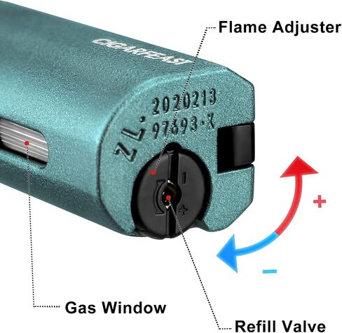 Cigar Lighters Butane Torches Refillable Metal Lighter for Smoking Weed Windproof Cigar Punch Mini Torch Holder on Top (Black) in Saudi Arabia