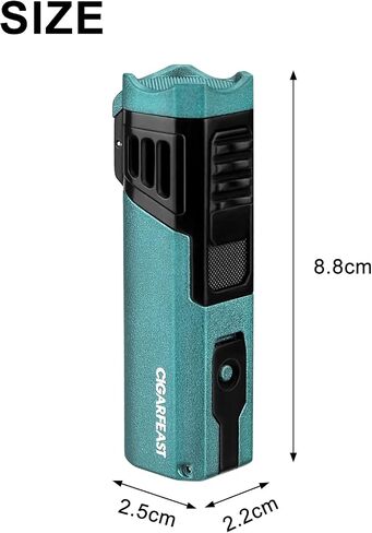 Cigar Lighters Butane Torches Refillable Metal Lighter for Smoking Weed Windproof Cigar Punch Mini Torch Holder on Top (Black) in Saudi Arabia
