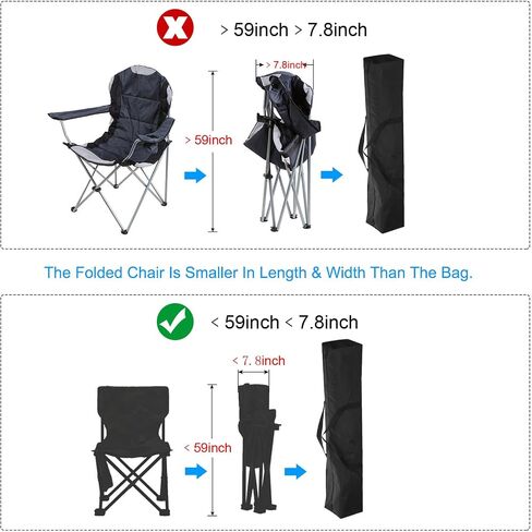 PATIKIL 55 Inch Camp Chair Replacement Bag, Nylon Foldable Carrying Bag Zippered Bag with Shoulder Strap for Camping Tent Travel, Black in Saudi Arabia