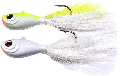 Kmucutie 2 pcs Deer Tail haiKr bucktail Jig Saltwater or Freshwater Bait 2oz / 3oz/4oz/6oz/8oz，for bass flounder fluke Striper Fishing Lure in Saudi Arabia