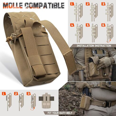 WYNEX MOLLE Double Mag Pouch, Small Tacical GP Mags Holder Compact Radio Pouches Utility EDC Pouch Organizer for Vest/Belt in Kuwait